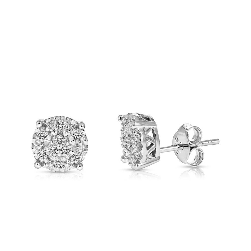 Dazzling Silver Cluster Earrings